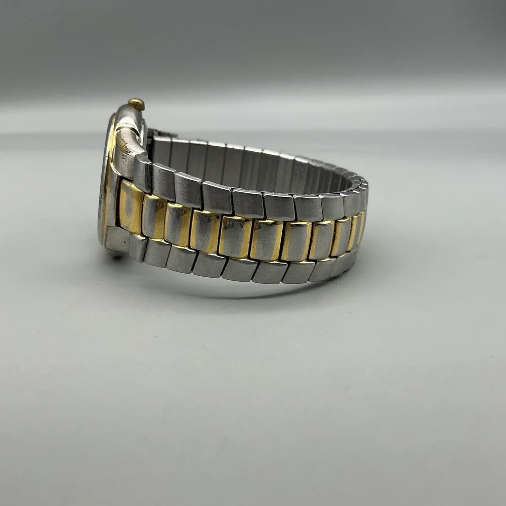 Armitron Mens Watch 36mm Gold Silver Tone Expansion Band Day Date New Battery